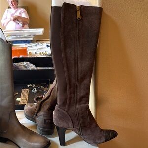 Donald J. Pliner Brown Heeled Boots Luxurious Suede
